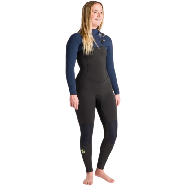 2025 C-Skins Womens NuWave Solace 5/4/3mm Chest Zip Wetsuit C-NSO54WCZ - Black / Bluestone / Cool Green